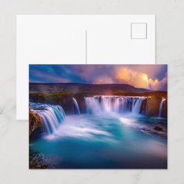 Cartão Postal De Festividades GodafosWaterfall Islândia