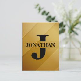 Cartão Postal De Festividades Gold Dad Initial Name Appreciation Design