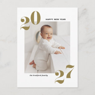 Cartão Postal De Festividades Gold Modern Typography Happy New Year 2022 Photo