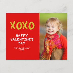 Cartão Postal De Festividades Gold XOXO   Valentine's Day Photo Postcard