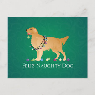 Cartão Postal De Festividades Golden Retriever Christmas Design