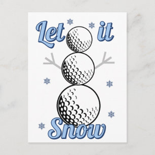 Cartão Postal De Festividades Golf Boneco de Neve Deixe Nevar 