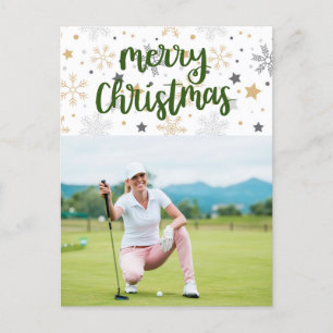 Cartão Postal De Festividades Golf Feliz Natal com sua própria foto Feriado C