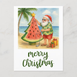 Cartão Postal De Festividades Golf Felry Papais noeis de Natal Golfer Beach temá