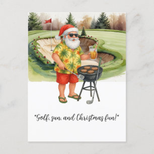 Cartão Postal De Festividades Golf Santa Claus celebra o Natal em julho