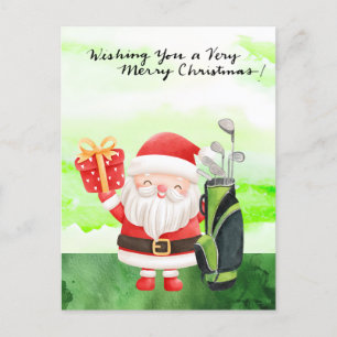 Cartão Postal De Festividades Golf Santa Claus Golfer Golfe Golfe