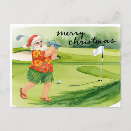 Cartão Postal De Festividades Golf Santa Claus jogando no Natal