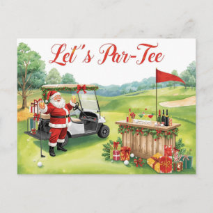 Cartão Postal De Festividades Golf Vamos Par-tiu festa de NATAL com Papai Noel