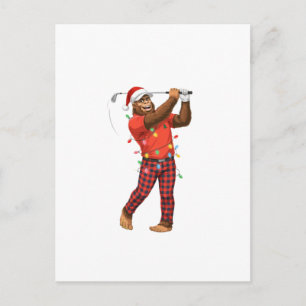 Cartão Postal De Festividades Golfe de Bigfoot Sasquatch Natal 2026 Férias Espor