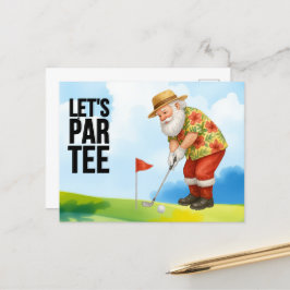 Cartão Postal De Festividades Golfe julho Natal com Papai Noel Golfing