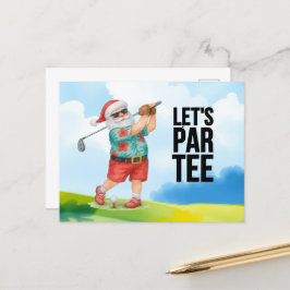 Cartão Postal De Festividades Golfe julho Natal com Papai Noel Golfing