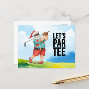 Cartão Postal De Festividades Golfe julho Natal com Papai Noel Golfing