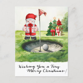 Cartão Postal De Festividades Golfe Natal temido para golfista no campo