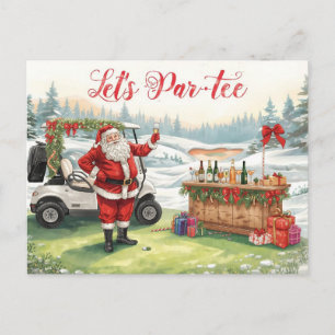 Cartão Postal De Festividades Golfe Vamos Par tee golfe Festa de NATAL com Papai