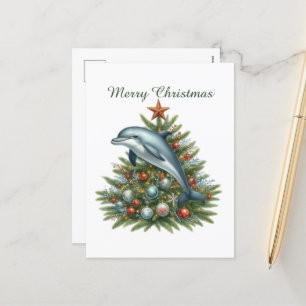 Cartão Postal De Festividades Golfinho festivo