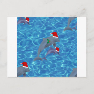 Cartão Postal De Festividades golfinhos-de-santa-claus