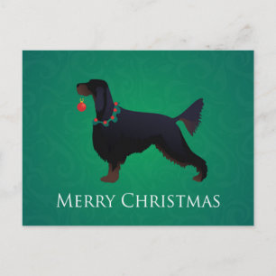 Cartão Postal De Festividades Gordon Setter Felry Design de Natal