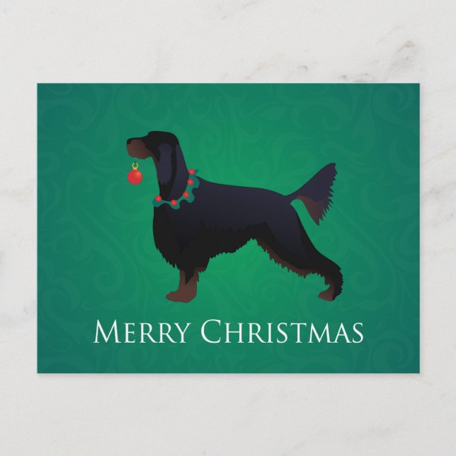 Cartão Postal De Festividades Gordon Setter Felry Design de Natal (Frente)