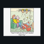 Cartão Postal De Festividades Gotas do papai noel dos desenhos animados do Natal<br><div class="desc">O papai noel cai com casais telha muito a sua surpresa.</div>