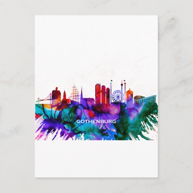 Cartão Postal De Festividades Gotemburgo Skyline (Frente)