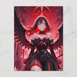Cartão Postal De Festividades Gothic Anime Fallen Angel Red Moon Halloween