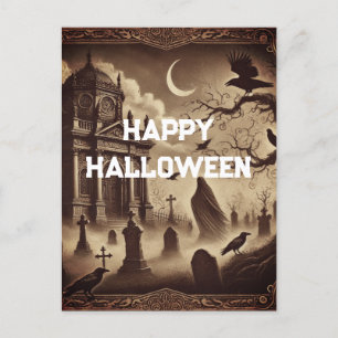 Cartão Postal De Festividades Gótica Vitoriana Graveyard Feliz Halloween