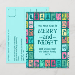 Cartão Postal De Festividades Grade de Natal Caprichosa Fofa Personalizada