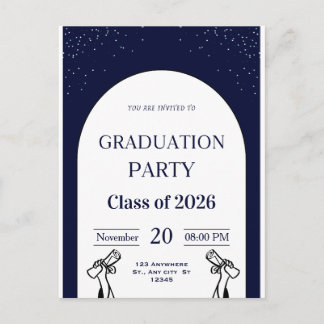 Cartão Postal De Festividades Graduation Invitation Card | Modern Grad Party Inv