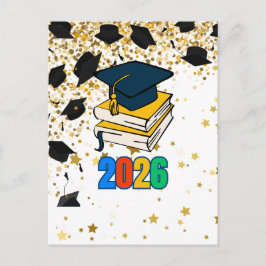 Cartão Postal De Festividades Gráfico de Formatura do Ensino Médio 2026 - Educac