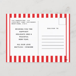 Cartão Postal De Festividades Gráfico moderno, mínimo, vermelho e branco de Nata