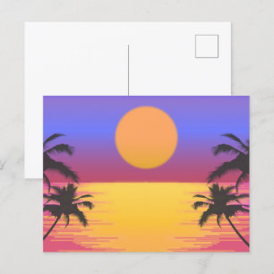 Cartão Postal De Festividades Gráfico Tropical Sunset