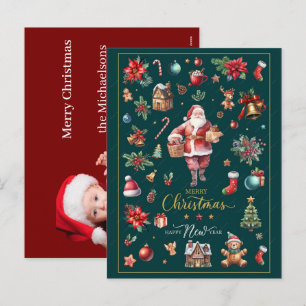 Cartão Postal De Festividades Gráficos personalizados de aquarela de Natal