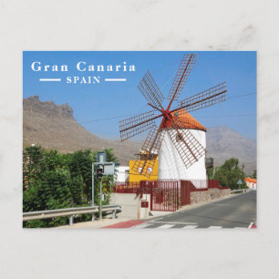 Cartão Postal De Festividades Gran Canária Espanha Moinho de Vento Tradicional