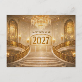 Cartão Postal De Festividades Grand Gold Art Deco Staircase New Year 2027