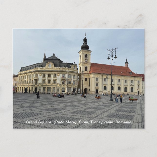 Cartão Postal De Festividades Grand Square (Piaţa Mare), Sibiu, Romênia, em (Frente)