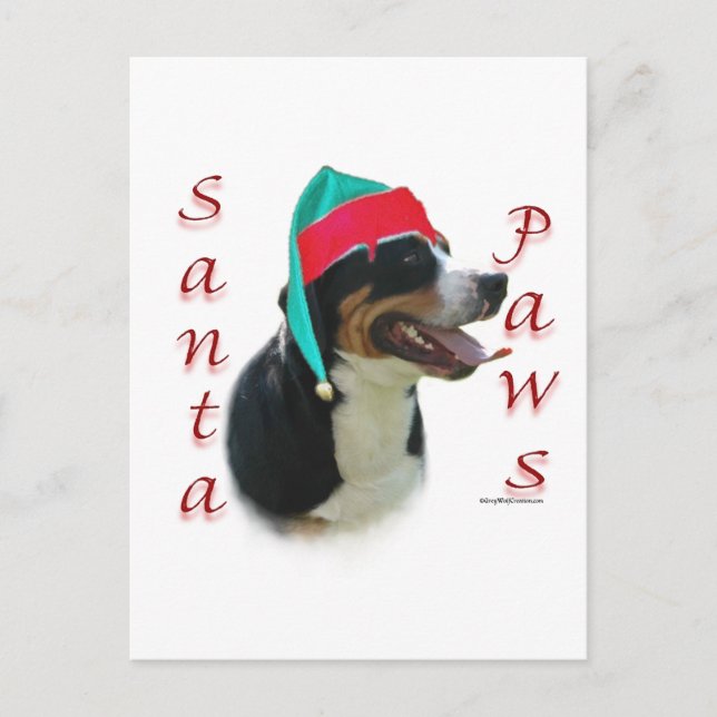 Cartão Postal De Festividades Grande Papais noeis de Cachorro Suíço (Frente)
