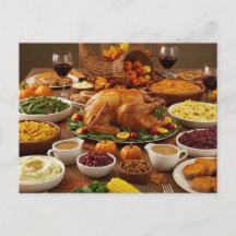 Gratidão Jantar de Ação de Graças Postal Aconchega