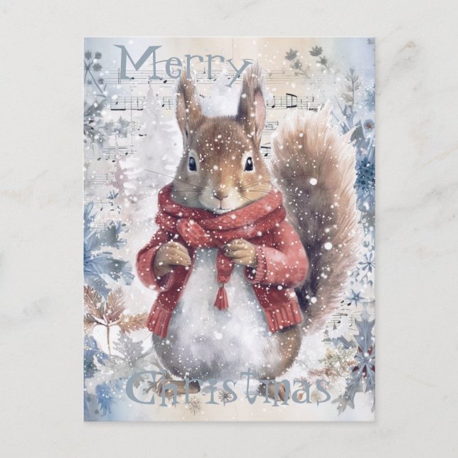 Cartão Postal De Festividades Grátis Squirrel de inverno (Frente)
