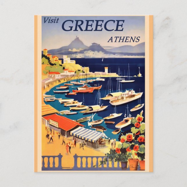 Cartão Postal De Festividades Grécia Atenas Viagens vintage (Frente)