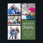 Cartão Postal De Festividades Green 4 Photo Collage Modern Felry Christmas<br><div class="desc">Natal moderno | Cartão-postal de férias inspirado na abstrato de "Piet Mondrian" "Composition",  com 4 fotos. Mande alegria de férias para sua família e amigos.</div>