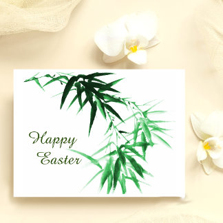 Cartão Postal De Festividades Green Bamboo Twig