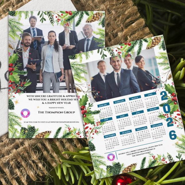 Cartão Postal De Festividades Green Pine Corporate Photo Calendar Christmas (Green Pine Corporate Photo Calendar Christmas Holiday Postcard)