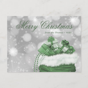Cartão Postal De Festividades Green Sparkly Elegante Feliz Natal