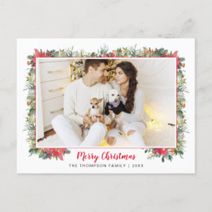 Cartão Postal De Festividades Greenery Botanical Script Foto Natal