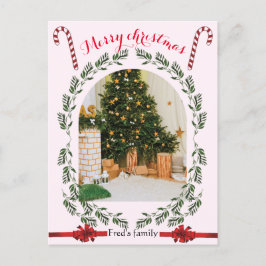 Cartão Postal De Festividades Greenery Foliage - Foto de Arca Simples Feliz Nata