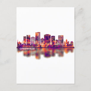 Cartão Postal De Festividades Greenville Carolina do Sul Skyline
