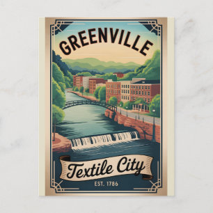 Cartão Postal De Festividades Greenville Carolina do Sul Vintage Viagem Retro