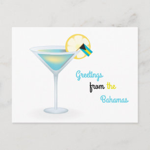 Cartão Postal De Festividades Greetings From The Bahamas Cocktail Holiday Card