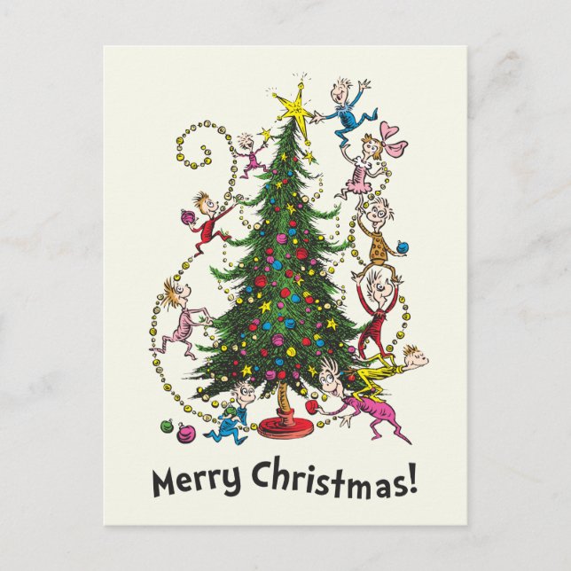 Cartão Postal De Festividades Grinch Clássico | Árvore de Natal (Frente)