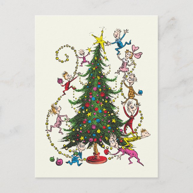 Cartão Postal De Festividades Grinch Clássico | Árvore de Natal (Frente)